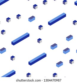 Light Pink, Blue vector seamless, isometric texture in rectangular style. Abstract gradient illustration with rectangles. Design for textile, fabric, wallpapers.