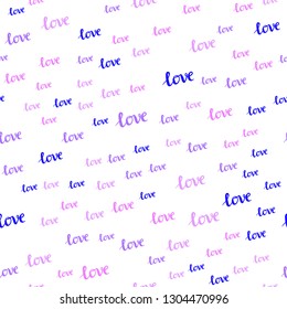 Light Pink, Blue vector seamless backdrop with phrase LOVE YOU. Phrase LOVE YOU with colorful gradient in abstract style. Pattern for trendy fabric, wallpapers.