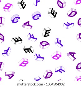 Light Pink, Blue vector seamless backdrop with 3D english symbols. Shining colorful 3D illustration with isolated letters. Texture for window blinds, curtains.