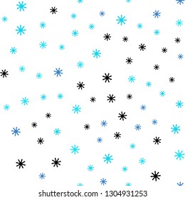 Light Pink, Blue vector seamless texture with colored snowflakes. Shining colorful illustration with snow in christmas style. Pattern for trendy fabric, wallpapers.
