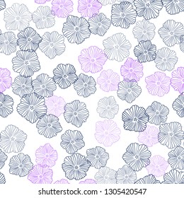 Light Pink, Blue vector seamless elegant background with flowers. Decorative design of flowers on white background. Pattern for trendy fabric, wallpapers.