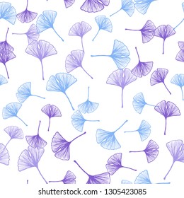 Light Pink, Blue vector seamless doodle pattern with leaves. Decorative illustration with doodles on abstract template. Texture for window blinds, curtains.