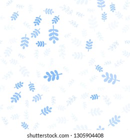 Light Pink, Blue vector seamless doodle backdrop with leaves, branches. Colorful illustration in doodle style with leaves, branches. Design for textile, fabric, wallpapers.