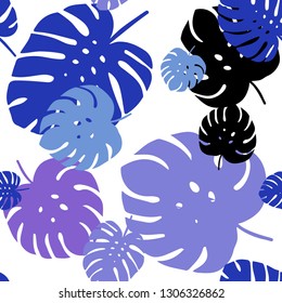 Light Pink, Blue vector seamless doodle pattern with leaves. Colorful abstract illustration with leaves in doodle style. Pattern for trendy fabric, wallpapers.