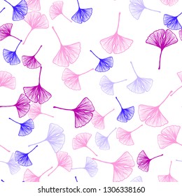 Light Pink, Blue vector seamless natural artwork with leaves. Colorful illustration in doodle style with leaves. Pattern for trendy fabric, wallpapers.