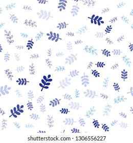 Light Pink, Blue vector seamless elegant template with leaves, branches. Brand new colored illustration with leaves and branches. Template for business cards, websites.