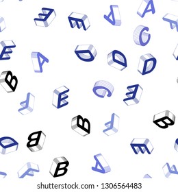 Light Pink, Blue vector seamless texture with 3D ABC characters. Colorful gradient design in 3D style with signs of alphabet. Design for wallpaper, fabric makers.