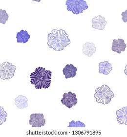 Light Pink, Blue vector seamless abstract background with flowers. Decorative design of flowers on white background. Texture for window blinds, curtains.