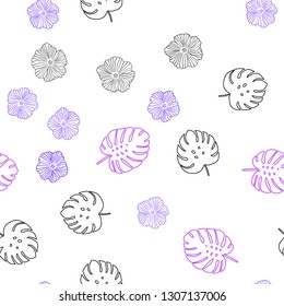 Light Pink, Blue vector seamless abstract design with flowers, leaves. Brand new colored illustration with leaves and flowers. Template for business cards, websites.