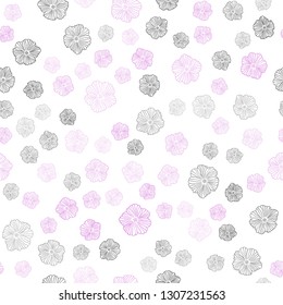Light Pink, Blue vector seamless natural pattern with flowers. Flowers with gradient on white background. Template for business cards, websites.