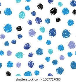 Light Pink, Blue vector seamless natural background with leaves. Colorful abstract illustration with leaves in doodle style. Pattern for design of fabric, wallpapers.