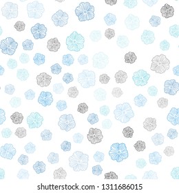 Light Pink, Blue vector seamless doodle background with flowers. Shining colored illustration with flowers. Pattern for design of fabric, wallpapers.