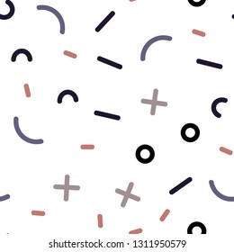 Light Pink, Blue vector seamless layout with simple elements. Trendy seamless illustration with abstract lines. Pattern for design of fabric, wallpapers.