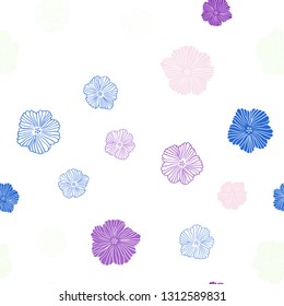 Light Pink, Blue vector seamless natural pattern with flowers. Colorful illustration in doodle style with flowers. Design for textile, fabric, wallpapers.