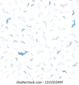 Light Pink, Blue vector seamless pattern with sea dolphins. Natural illustration with sea dolphins. Pattern for websites of animals.
