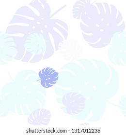 Light Pink, Blue vector seamless elegant wallpaper with leaves. Modern geometrical abstract illustration with leaves. Pattern for trendy fabric, wallpapers.