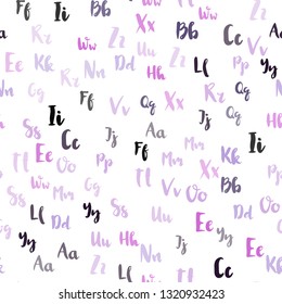 Light Pink, Blue vector seamless pattern with ABC symbols. Shining colorful illustration with isolated letters. Design for wallpaper, fabric makers.