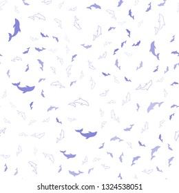 Light Pink, Blue vector seamless template with dolphins. Modern abstract illustration with sea dolphins. Pattern for marine leaflets.