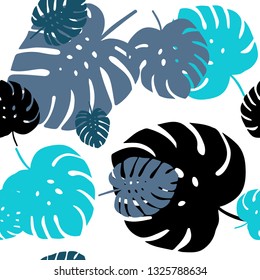 Light Pink, Blue vector seamless natural background with leaves. Shining colored illustration with leaves in doodle style. Design for textile, fabric, wallpapers.