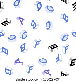 Light Pink, Blue vector seamless template with 3D isolated letters. Abstract illustration with 3D ABC symbols. Pattern for trendy fabric, wallpapers.