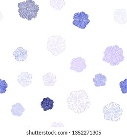 Light Pink, Blue vector seamless abstract background with flowers. Colorful illustration with flowers in doodle style. Pattern for design of fabric, wallpapers.