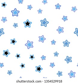 Light Pink, Blue vector seamless layout with bright stars. Decorative shining illustration with stars on abstract template. Pattern for design of fabric, wallpapers.