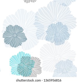Light Pink, Blue vector seamless natural background with flowers. Colorful illustration with flowers in doodle style. Design for textile, fabric, wallpapers.