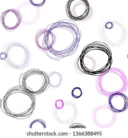 Light Pink, Blue vector seamless texture with disks. Glitter abstract illustration with blurred drops of rain. Pattern for trendy fabric, wallpapers.