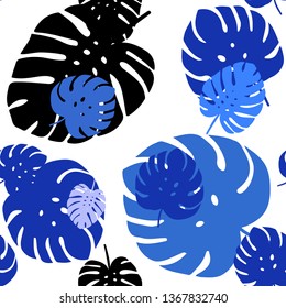 Light Pink, Blue vector seamless natural backdrop with leaves. leaves on elegant natural pattern with gradient. Pattern for trendy fabric, wallpapers.