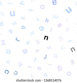 Light Pink, Blue vector seamless background with signs of alphabet. Abstract illustration with colored latin alphabet. Pattern for trendy fabric, wallpapers.