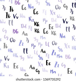 Light Pink, Blue vector seamless pattern with ABC symbols. Shining illustration with ABC symbols on abstract template. Texture for window blinds, curtains.