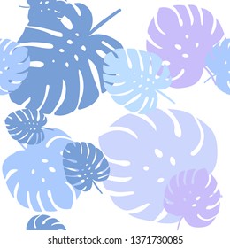 Light Pink, Blue vector seamless natural background with leaves. Colorful illustration in doodle style with leaves. Texture for window blinds, curtains.