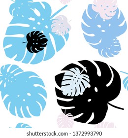 Light Pink, Blue vector seamless doodle background with leaves. Brand new colored illustration in blurry style with leaves. Design for textile, fabric, wallpapers.