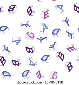 Light Pink, Blue vector seamless backdrop with 3D english symbols. Abstract illustration with colorful 3D latin alphabet. Pattern for trendy fabric, wallpapers.