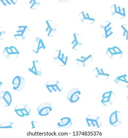 Light Pink, Blue vector seamless layout with 3D latin alphabet. Abstract illustration with colorful 3D latin alphabet. Design for wallpaper, fabric makers.