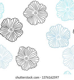 Light Pink, Blue vector seamless doodle texture with flowers. Brand new colored illustration with flowers. Texture for window blinds, curtains.