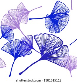 Light Pink, Blue vector seamless abstract pattern with leaves. Glitter abstract illustration with doodles and leaves. Template for business cards, websites.