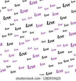 Light Pink, Blue vector seamless template with text LOVE YOU. Illustration with phrase LOVE YOU for valentine's day. Texture for window blinds, curtains.