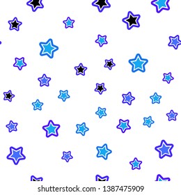 Light Pink, Blue vector seamless texture with beautiful stars. Shining colored illustration with stars. Texture for window blinds, curtains.