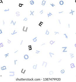Light Pink, Blue vector seamless background with signs of alphabet. Abstract illustration with colored latin alphabet. Texture for window blinds, curtains.