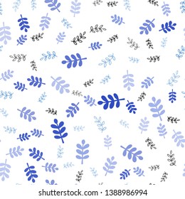 Light Pink, Blue vector seamless doodle background with leaves, branches. Abstract illustration with leaves, branches in doodles style. Design for wallpaper, fabric makers.