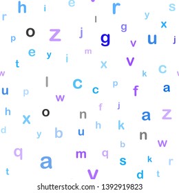 Light Pink, Blue vector seamless background with signs of alphabet. Colored alphabet signs with gradient on white background. Design for textile, fabric, wallpapers.