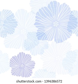 Light Pink, Blue vector seamless abstract design with flowers. Sketchy doodle flowers on white background. Template for business cards, websites.