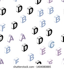 Light Pink, Blue vector seamless backdrop with 3D english symbols. Shining colorful 3D illustration with isolated letters. Design for wallpaper, fabric makers.