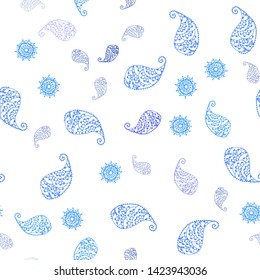 Light Pink, Blue vector seamless doodle texture with leaves and flowers. Modern abstract illustration with leaves and flowers. Pattern for trendy fabric, wallpapers.