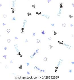 Light Pink, Blue vector seamless texture with lovely hearts. Decorative shining illustration with hearts on abstract template. Pattern for carnival, festival romantic leaflets.