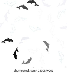 Light Pink, Blue vector seamless template with dolphins. Isolated sea dolphins on white background. Template for natural magazines.