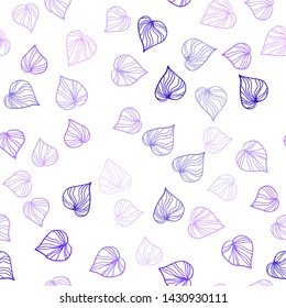 Light Pink, Blue vector seamless abstract pattern with leaves. Brand new colored illustration in blurry style with leaves. Pattern for design of window blinds, curtains.