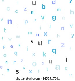 Light Pink, Blue vector seamless layout with latin alphabet. Blurred design in simple style with signs of alphabet. Pattern for design of fabric, wallpapers.