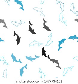 Light Pink, Blue vector seamless template with dolphins. Decorative design in natural style with sea dolphins. Pattern for marine leaflets.